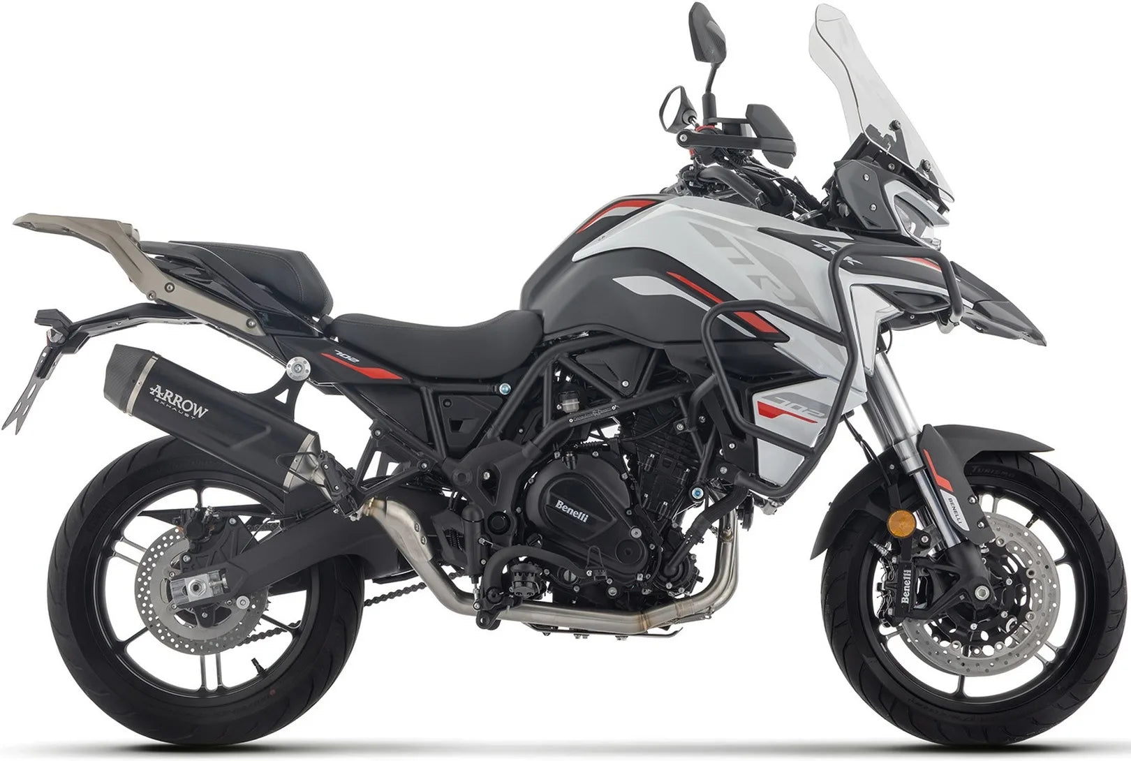 Système D'Échappement Complet Sans Catalyseur Et Homologué Au Niveau Sonore Indy Race Aluminium Noir Embout Carby - Arrow Special Parts Compatible Avec Benelli Trk 702 - X (2025-2026)