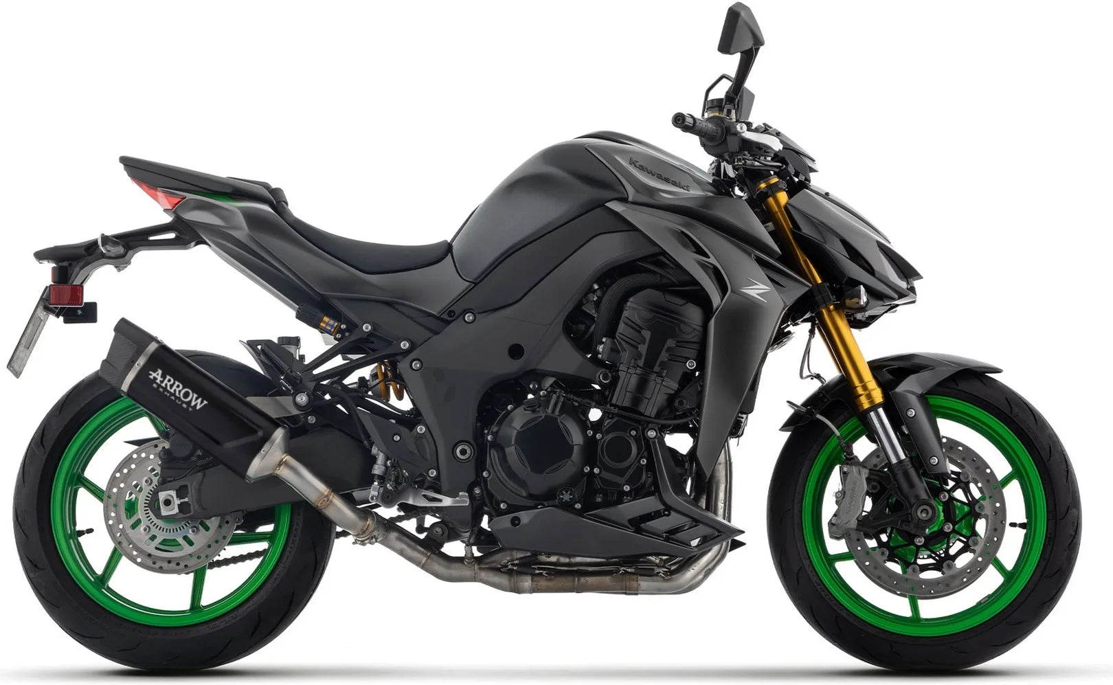 Système D'Échappement Complet Sans Catalyseur Et Homologué Au Niveau Sonore Indy-Race Evo Aluminium Noir Embout Carby - Arrow Special Parts Compatible Avec Kawasaki Z 1100 Se (2025-2026)