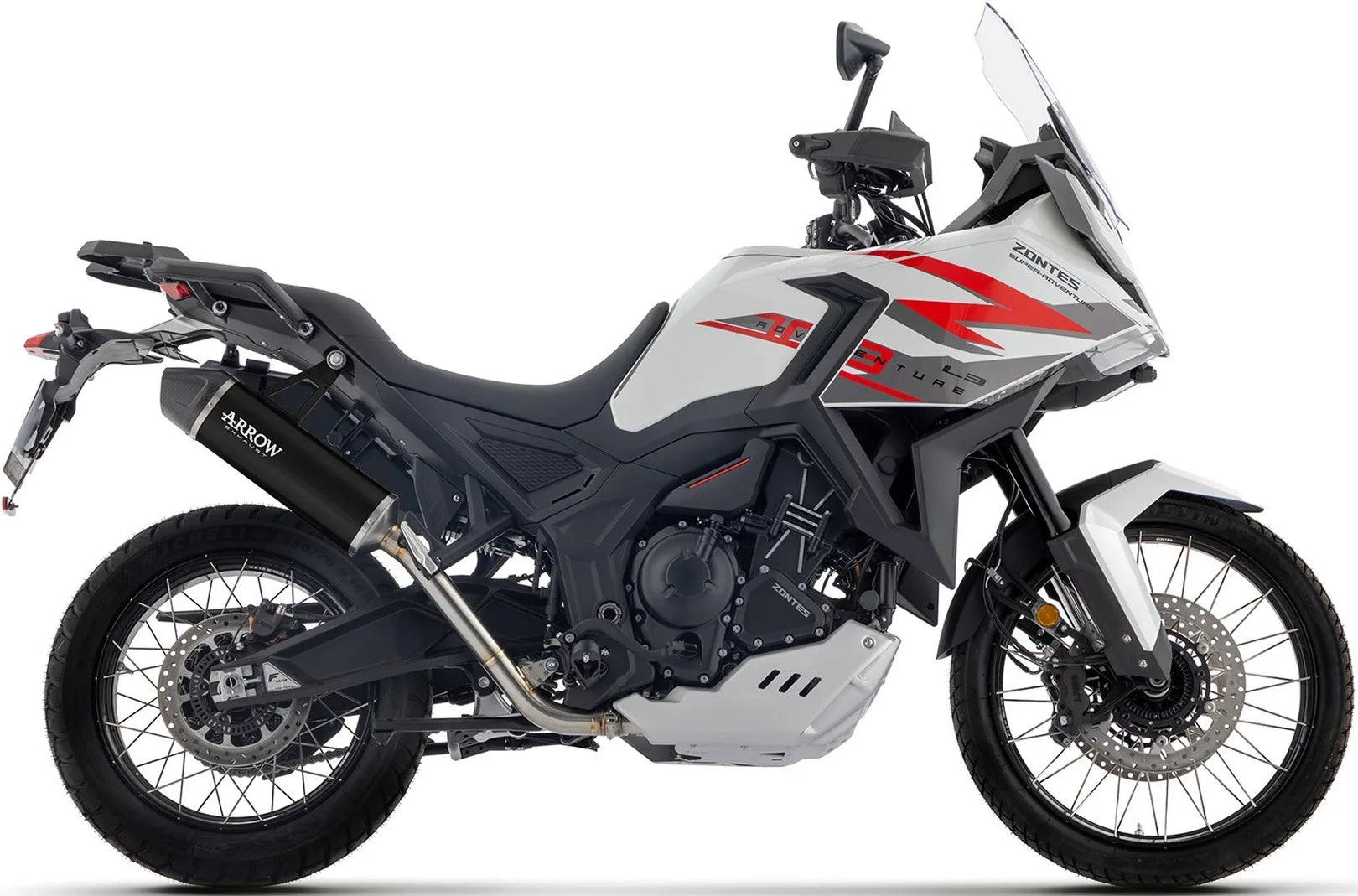 Système D'Échappement Homologué Au Niveau Sonore Indy-Race Evo Aluminium Noir Embout Carby - Arrow Special Parts Compatible Avec Zontes Zt 703 F (2025-2026)