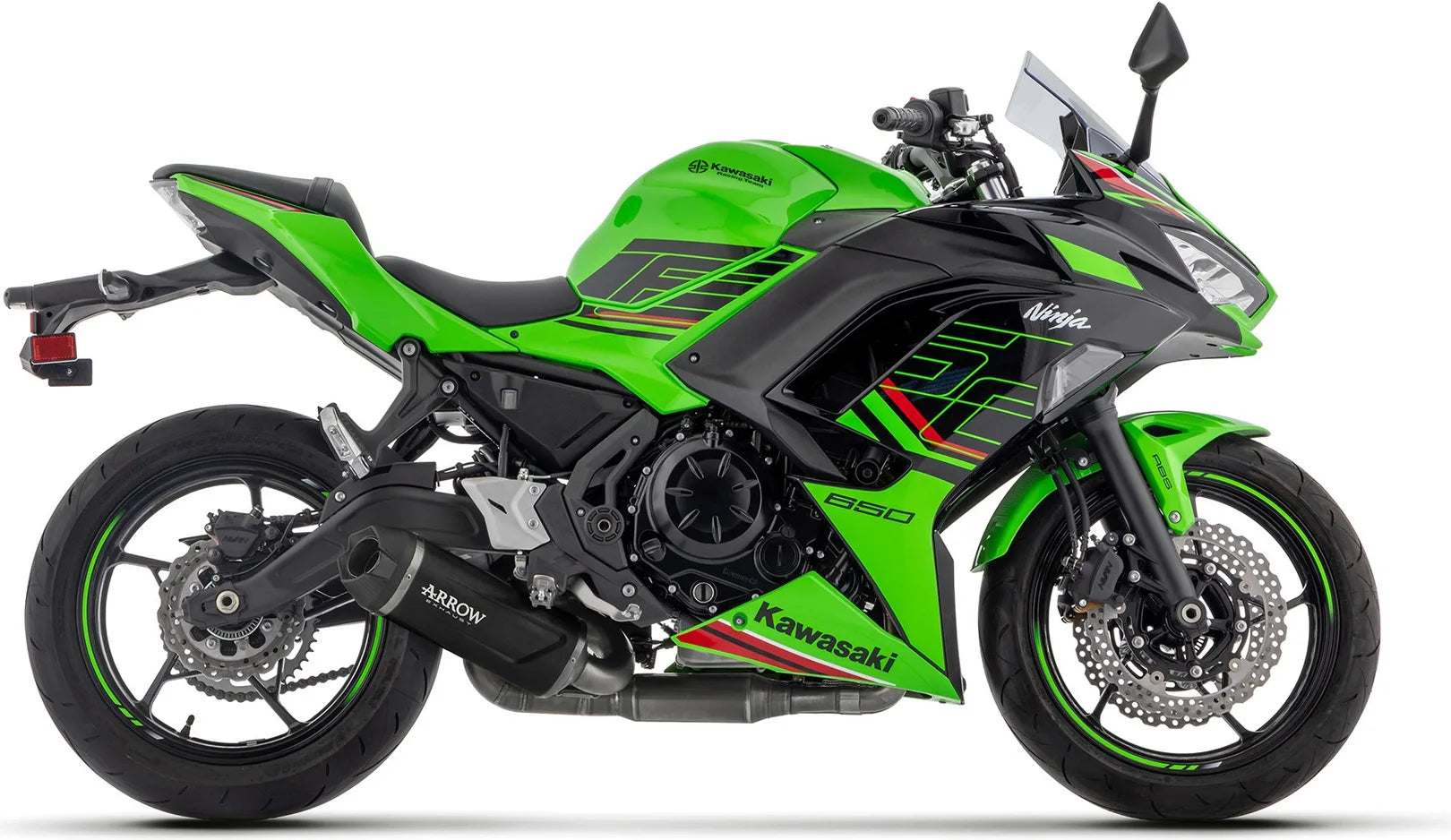 Système D'Échappement Complet Avec Catalyseur Et Homologation Acoustique Indy-Race Evo Aluminium Noir Embout Carby - Arrow Special Parts Compatible Avec Kawasaki Ninja 650 35Kw (2024-2026)