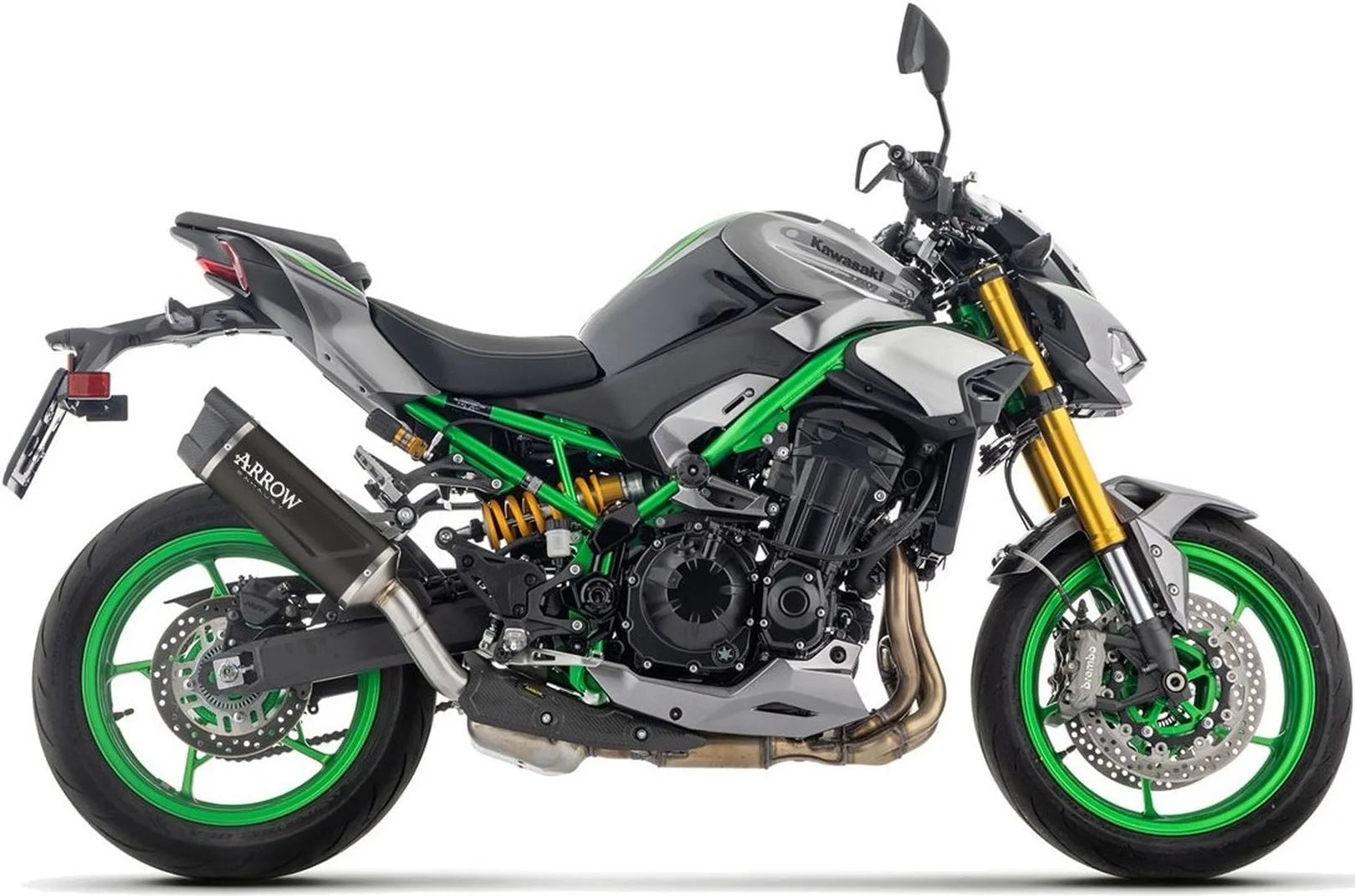Système D'Échappement Complet Sans Catalyseur Et Homologué Au Niveau Sonore Indy-Race Evo Aluminium Noir Embout Carby - Arrow Special Parts Compatible Avec Kawasaki Z 900 (2025-2026)