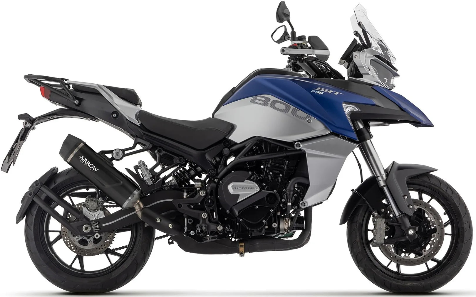 Système D'Échappement Homologué Au Niveau Sonore Indy-Race Aluminium Noir Carbon - Arrow Special Parts Compatible Avec Qj Motor Srt 800 (2023-2024)