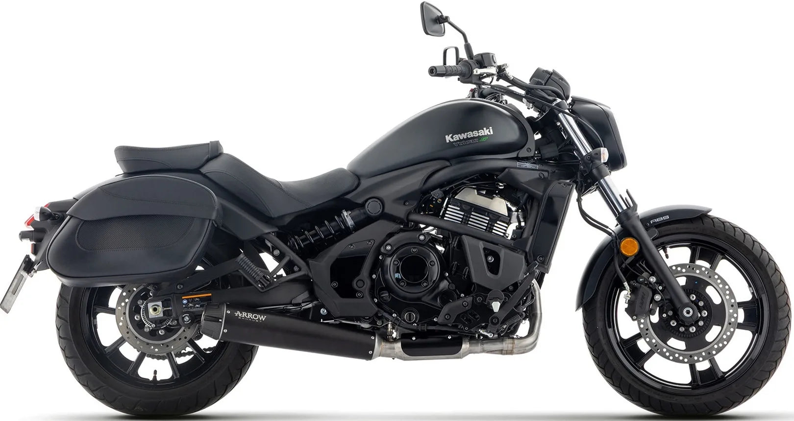 Système D'Échappement Complet Avec Catalyseur Et Homologation Acoustique Rebel Acier Noir Embout Aluminium Noir - Arrow Special Parts Compatible Avec Kawasaki Vulcan 650 S (2025-2026)