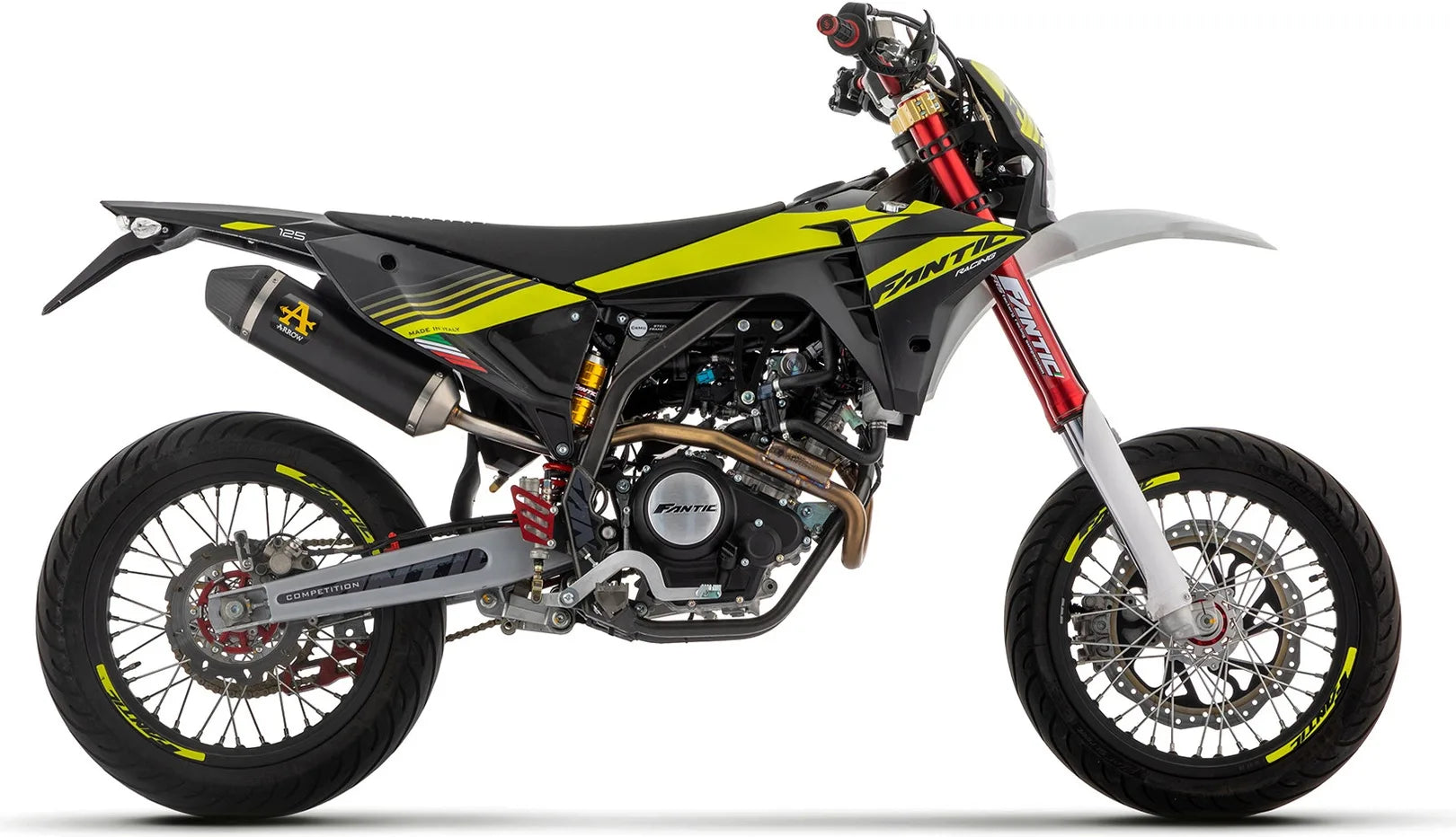 Système D'Échappement Homologué Au Niveau Sonore Thunder Aluminium Noir Carbon - Arrow Special Parts Compatible Avec Fantic Motor Xef 125 (2023-2024)