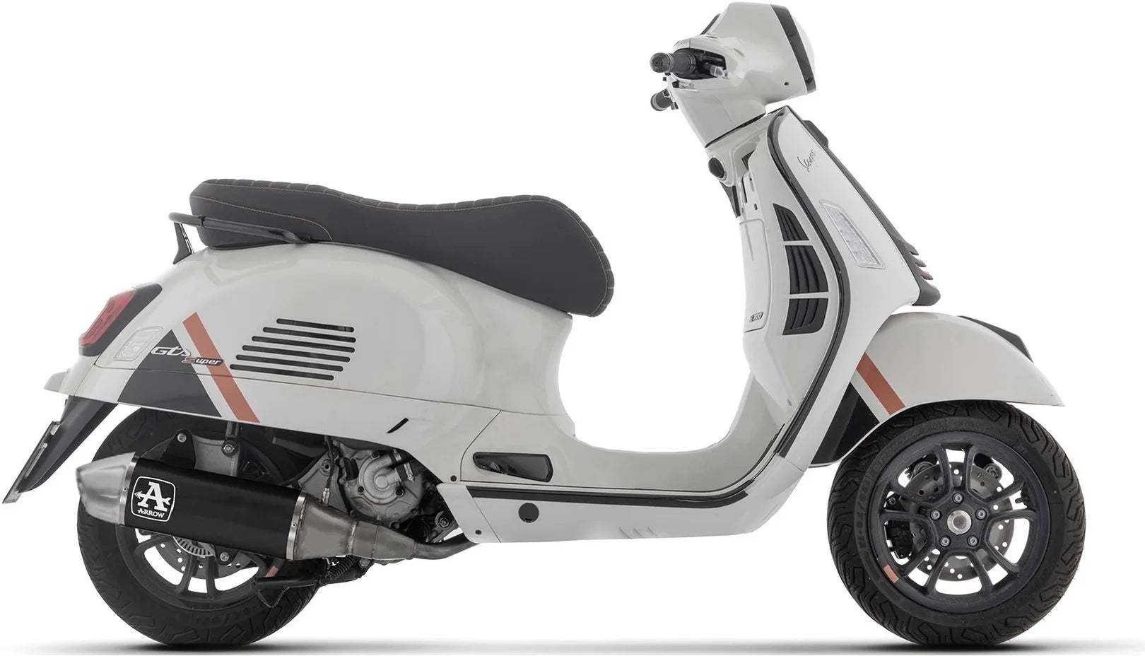 Système D'Échappement Complet Non Catalysé Et Sans Homologation Acoustique Urban Aluminium Noir Embout Acier - Arrow Special Parts Compatible Avec Piaggio Vespa Gts 310 (2025-2026)