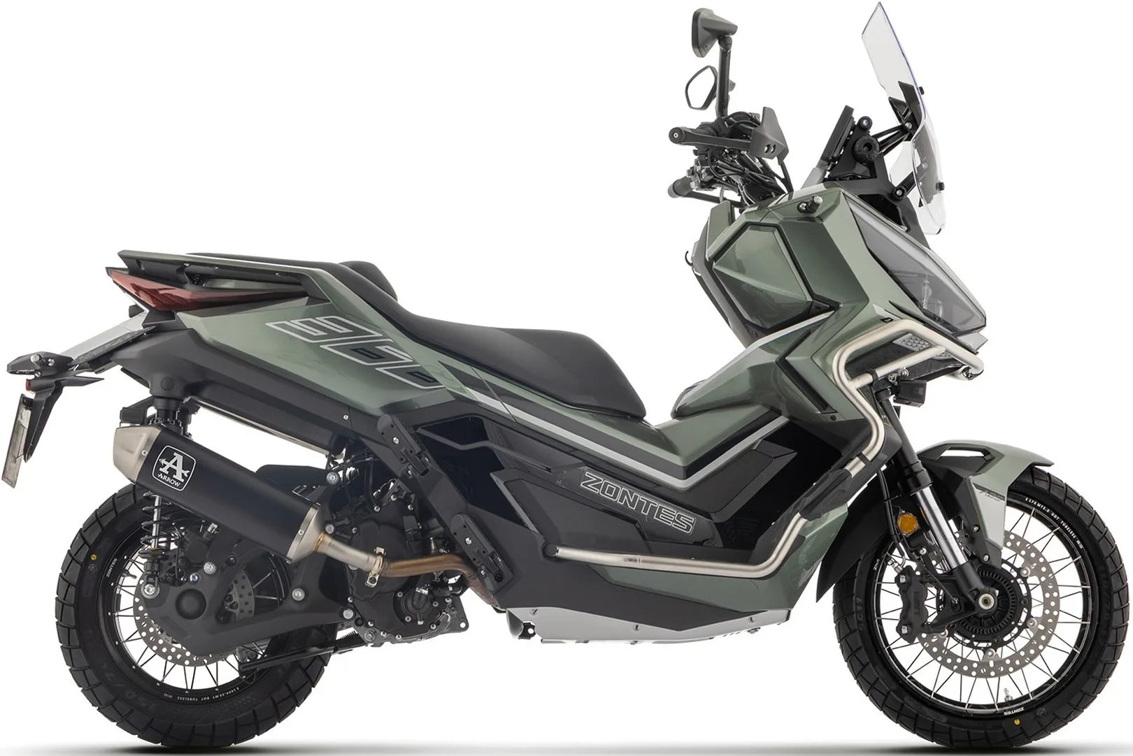 Système D'Échappement Homologué Au Niveau Sonore Urban Aluminium Noir - Arrow Special Parts Compatible Avec Zontes Zt 368 G (2025-2026)