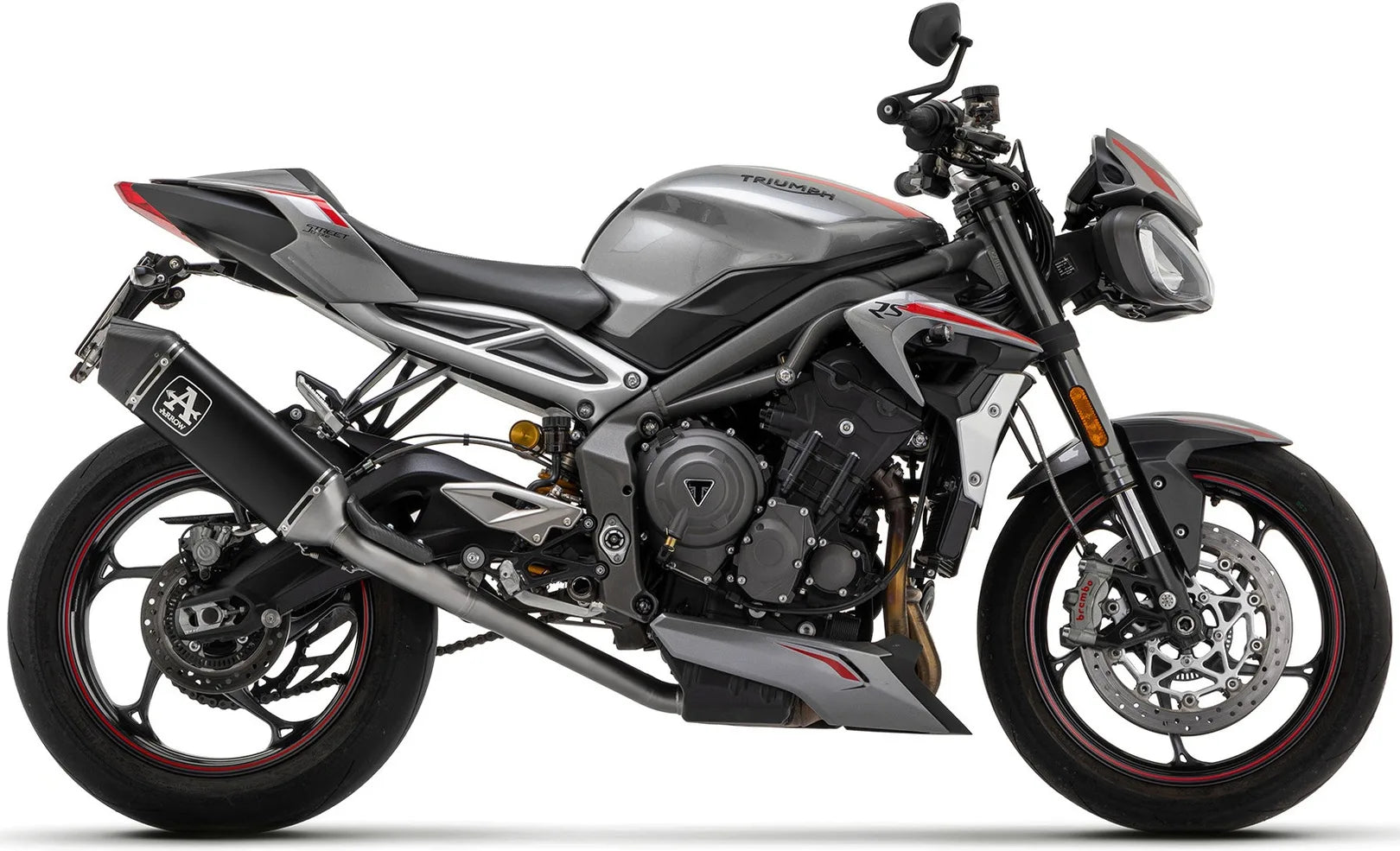 Système D'Échappement Catalytique Avec Homologation Acoustique Veloce Aluminium Noir Carbon - Arrow Special Parts Compatible Avec Triumph Street Triple 765 (2020-2022)