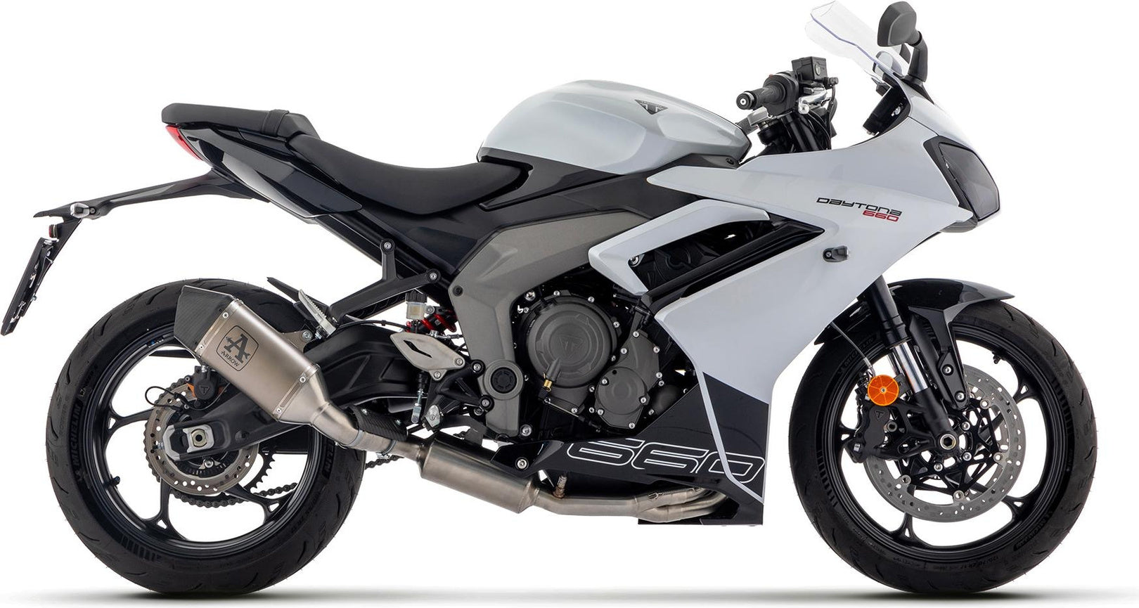 Complete Exhaust System Without Catalytic Converter And Without Sound Certification Veloce Titanium Carbon - Arrow Special Parts Compatible With Triumph Daytona 660 (2024-2026)