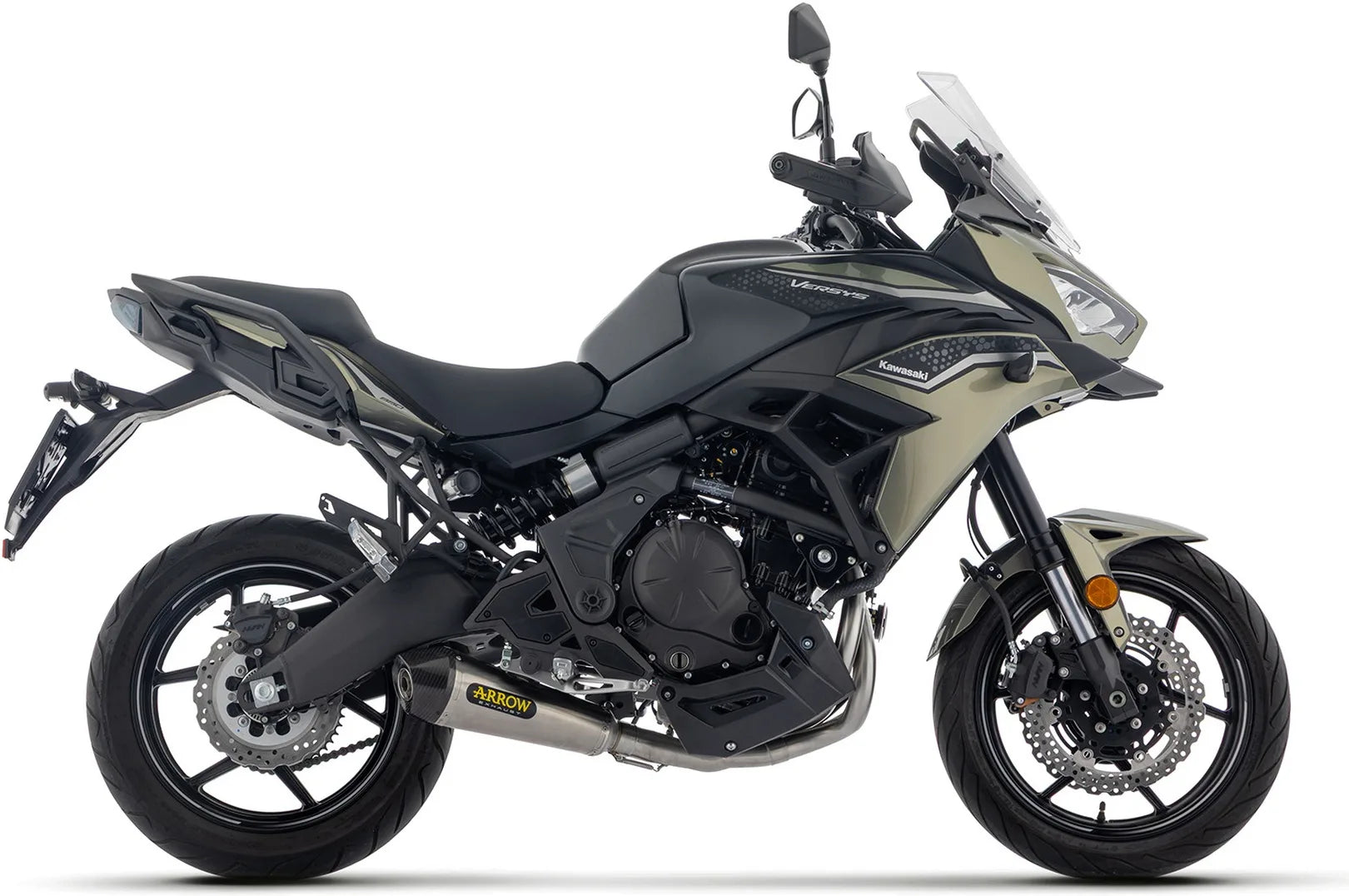 Système D'Échappement Complet Non Catalysé Et Sans Homologation Acoustique X-Kone Titanium Noir Embout Carby - Arrow Special Parts Compatible Avec Kawasaki Versys 650 (2025-2026)