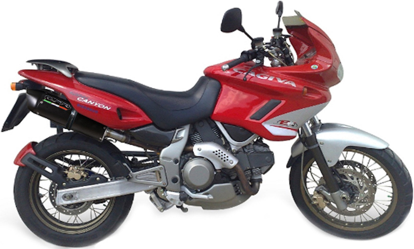 Dual Exhaust System With Sound Certification Furore Aluminium Black - Gpr Compatible With Cagiva Gran Canyon (1998-2000)
