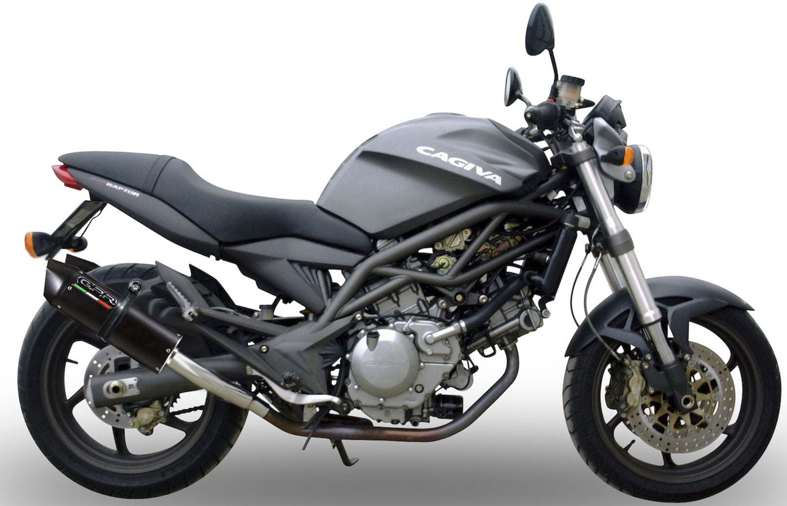 Dual Exhaust System With Sound Certification Furore Aluminium Black - Gpr Compatible With Cagiva Raptor 650 (2001-2005)