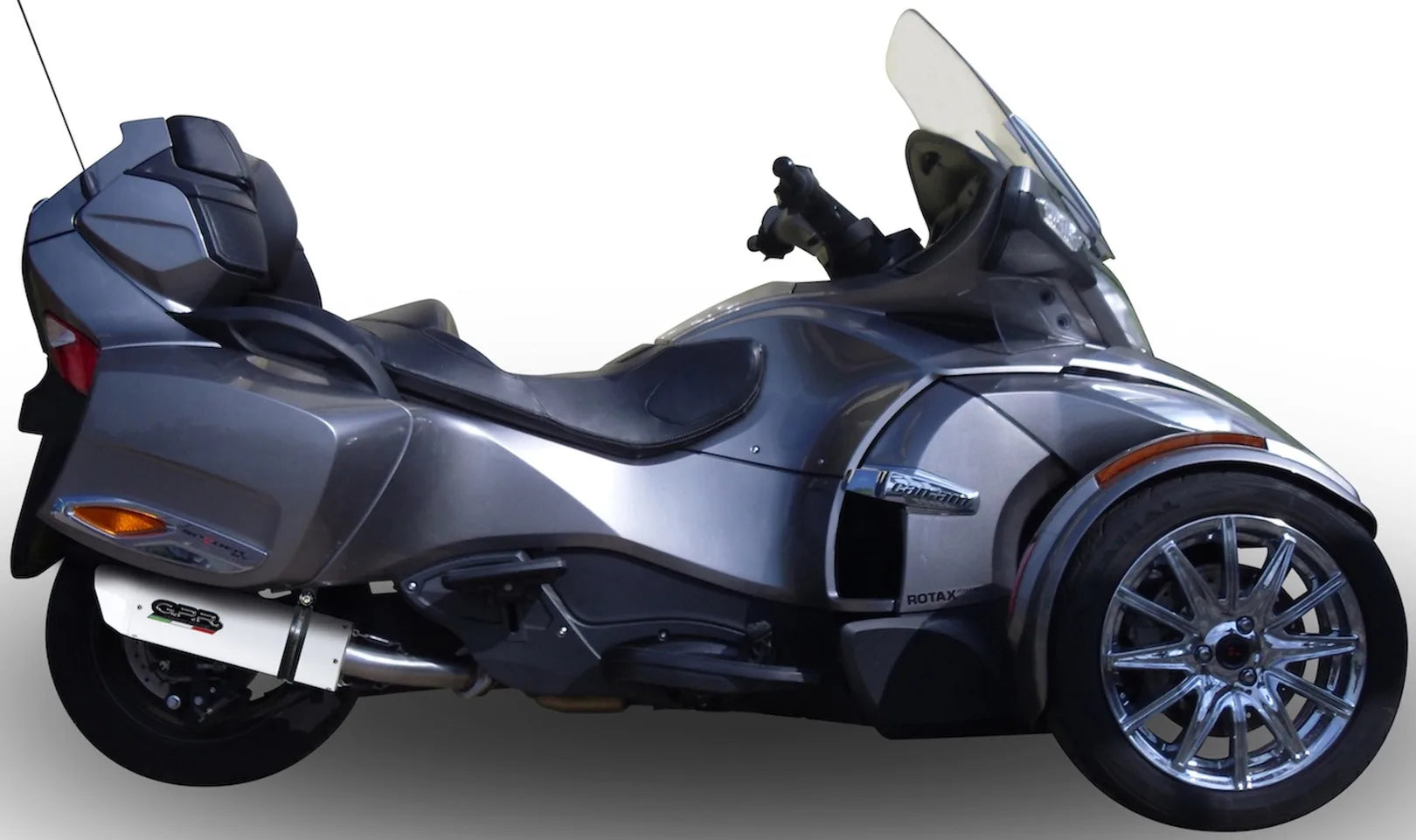 Système D'Échappement Complet Avec Catalyseur Et Homologation Acoustique Albus Ceramic Aluminium Blanc - Gpr Compatible Avec Can Am Spyder 1000 Ie Rs (2010-2012)