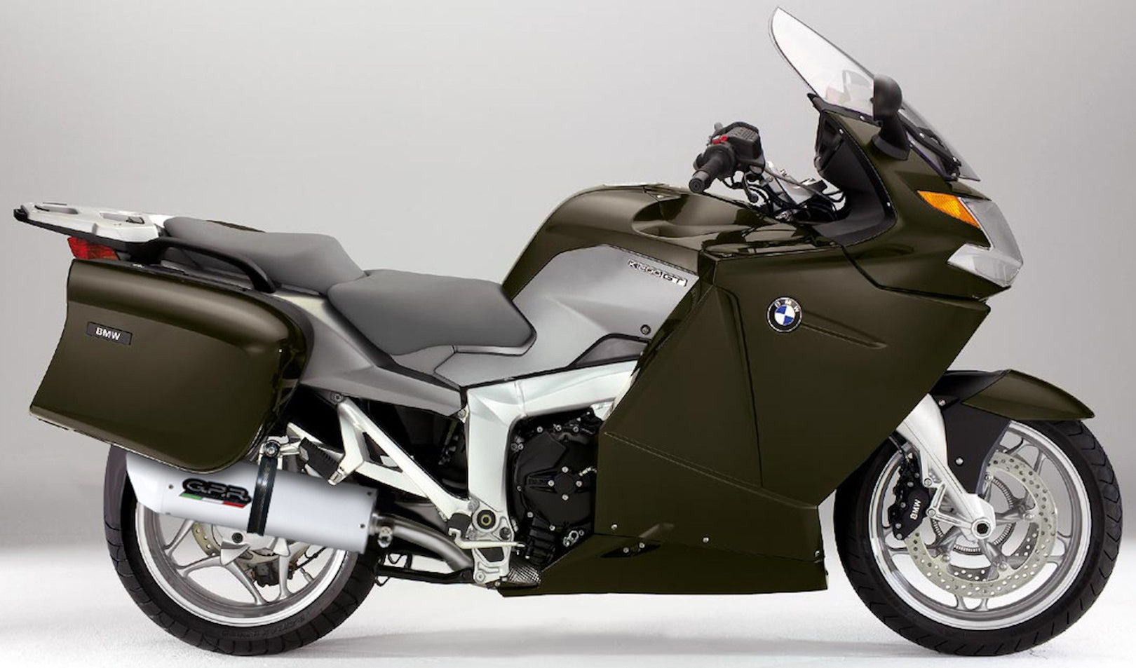 Complete Catalytic Exhaust System With Sound Certification Albus Ceramic White Aluminium - Gpr Compatible With Bmw K 1200 Gt (2006-2008)