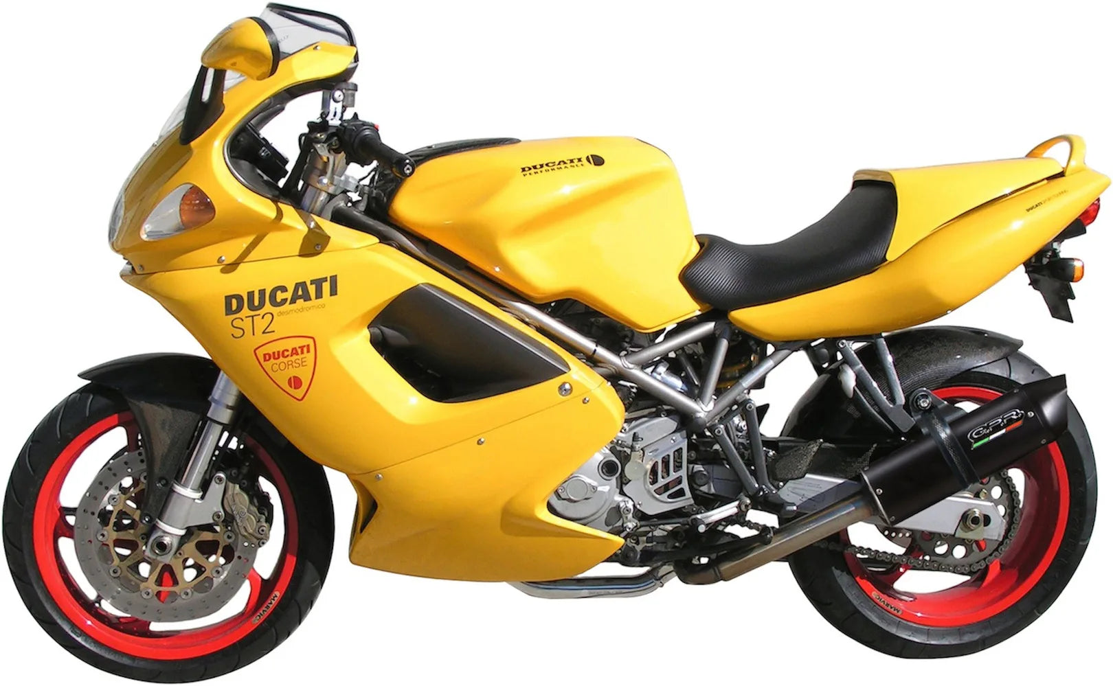 Double Sortie D'Échappement Avec Catalyseur Et Homologation Acoustique Furore Aluminium Noir - Gpr Compatible Avec Ducati St4 - S (1999-2005)