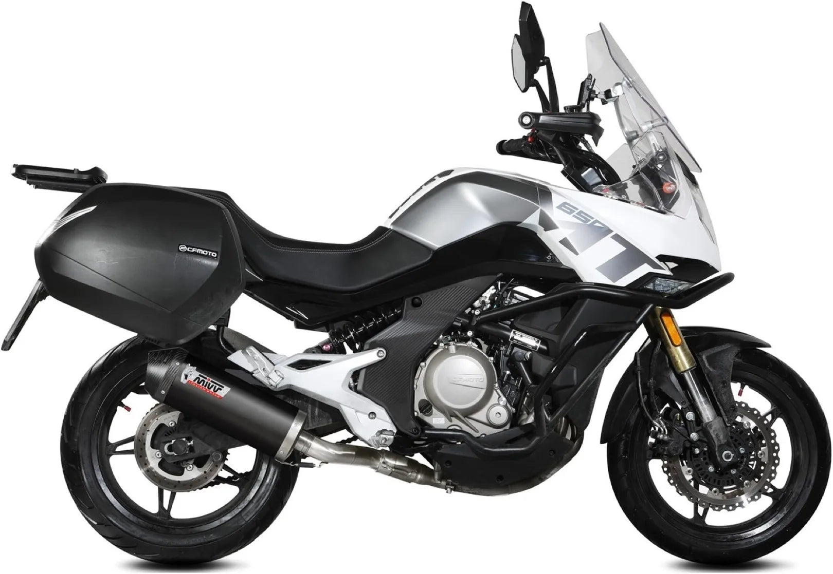 Système D'Échappement Catalytique Avec Homologation Acoustique Oval Acier Noir Carbon - Mivv Compatible Avec Cfmoto 650 Mt (2021-2024)