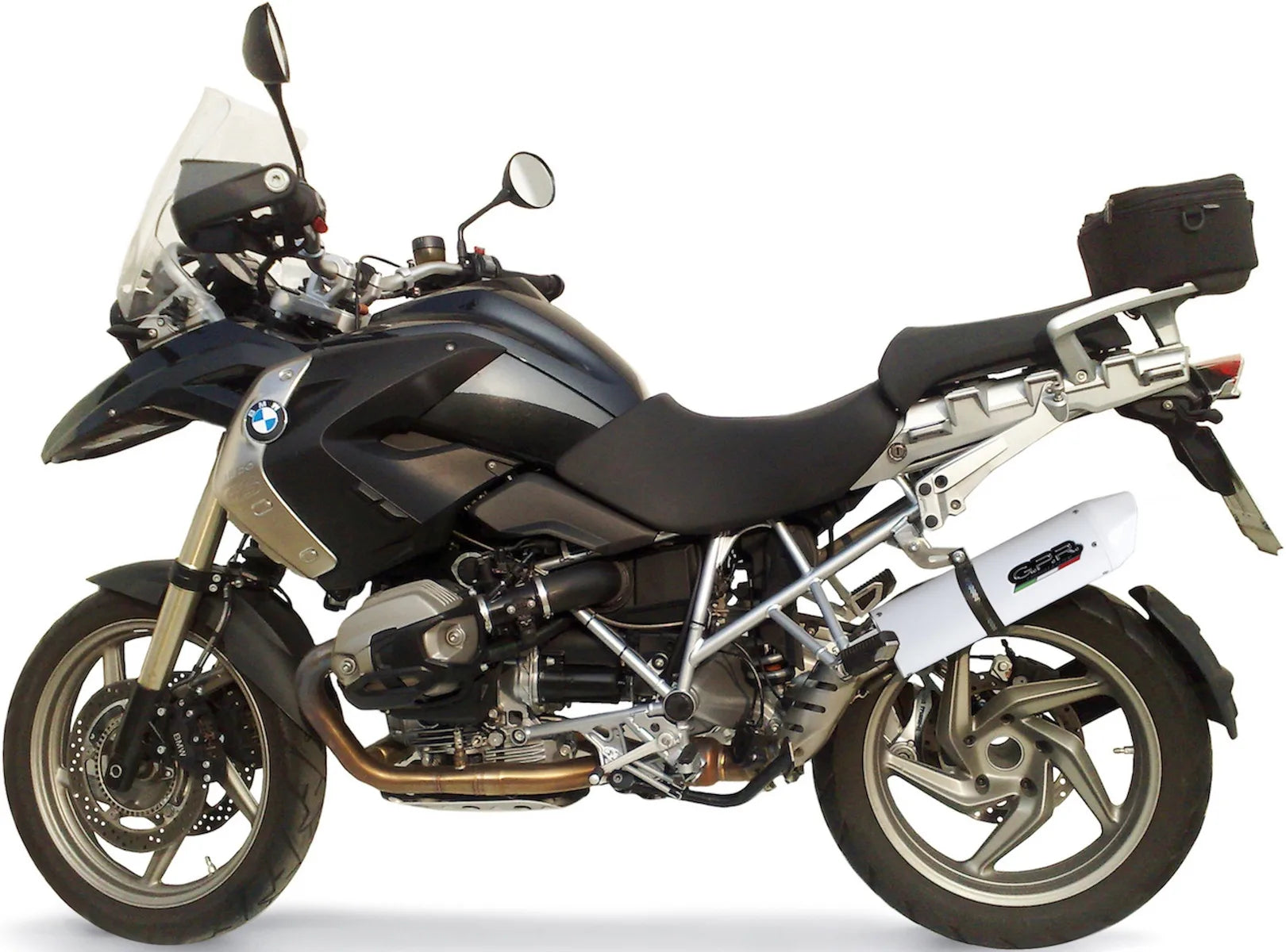 Système D'Échappement Complet Sans Catalyseur Et Homologué Au Niveau Sonore Albus Ceramic Aluminium Blanc - Gpr Compatible Avec Bmw R 1200 Gs - Adventure (2010-2012)