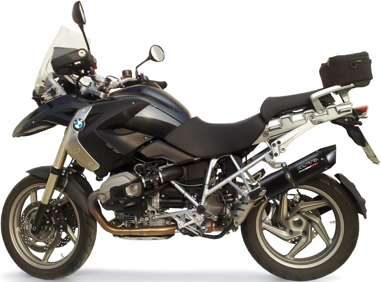 Système D'Échappement Complet Sans Catalyseur Et Homologué Au Niveau Sonore Furore Aluminium Noir - Gpr Compatible Avec Bmw R 1200 Gs - Adventure (2010-2012)