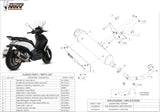 Système D'Échappement Complet Sans Catalyseur Et Homologué Au Niveau Sonore Urban Acier - Mivv Compatible Avec Piaggio Beverly 125 (2014-2016)
