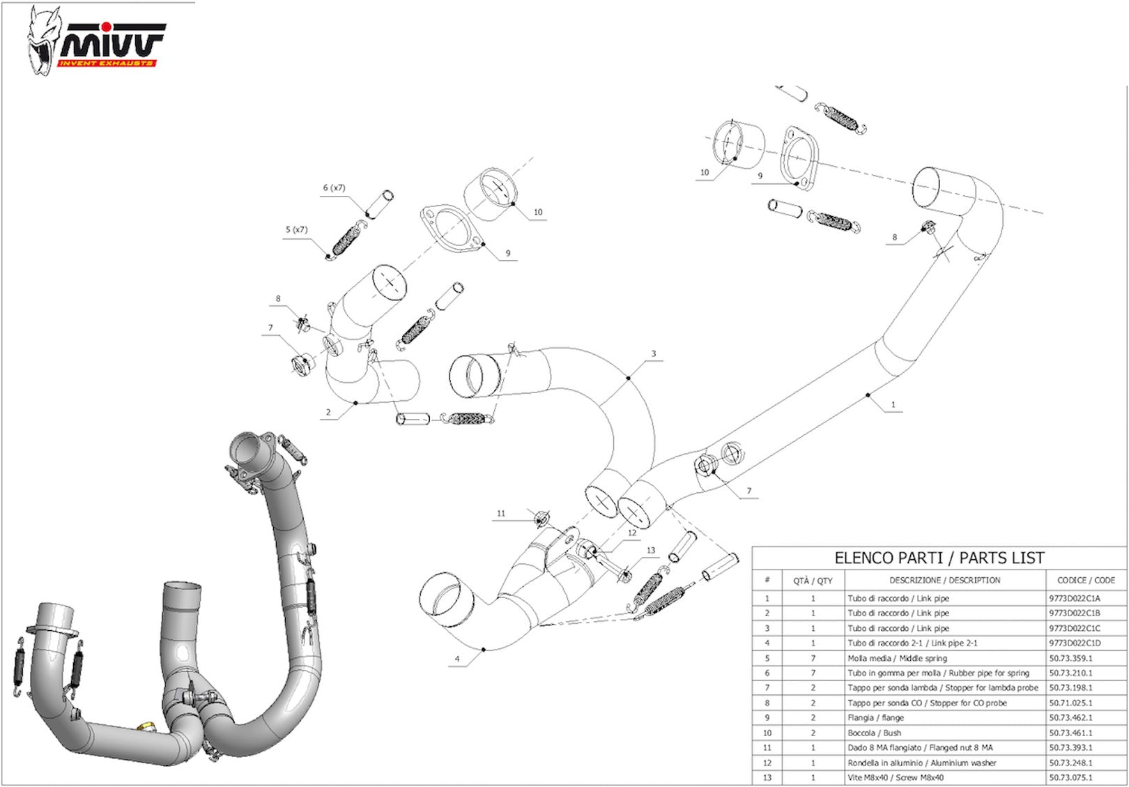 Non-Catalytic Connector Pipe - Mivv Compatible With Ducati Hypermotard 1100 Evo (2010-2012)