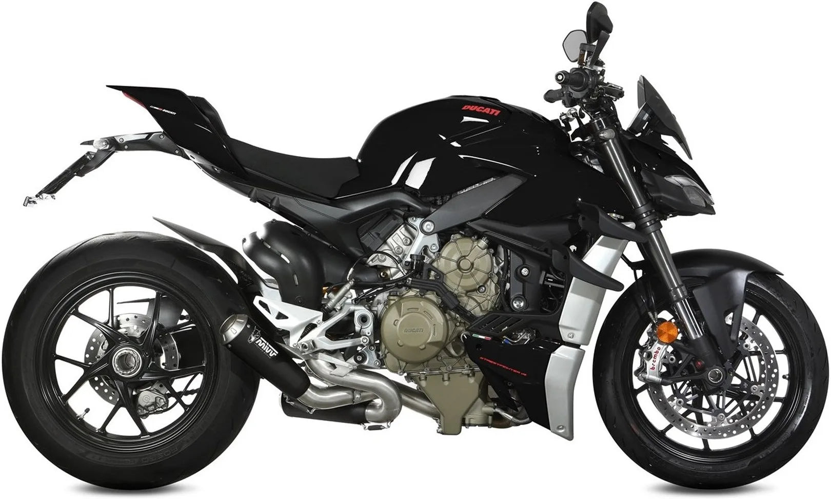 Double Sortie D'Échappement Non Catalysée Et Sans Homologation Acoustique X-M1 Acier Noir - Mivv Compatible Avec Ducati Streetfighter V4 (2020-2022)