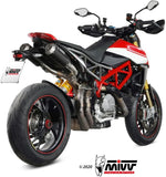 Double Sortie D'Échappement Non Catalysée Avec Homologation Acoustique Mk3 Carbon - Mivv Compatible Avec Ducati Hypermotard 950 - Sp - Rve (2021-2024)