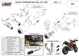 Double Sortie D'Échappement Non Catalysée Avec Homologation Acoustique Mk3 Carbon - Mivv Compatible Avec Ducati Hypermotard 950 - Sp - Rve (2021-2024)