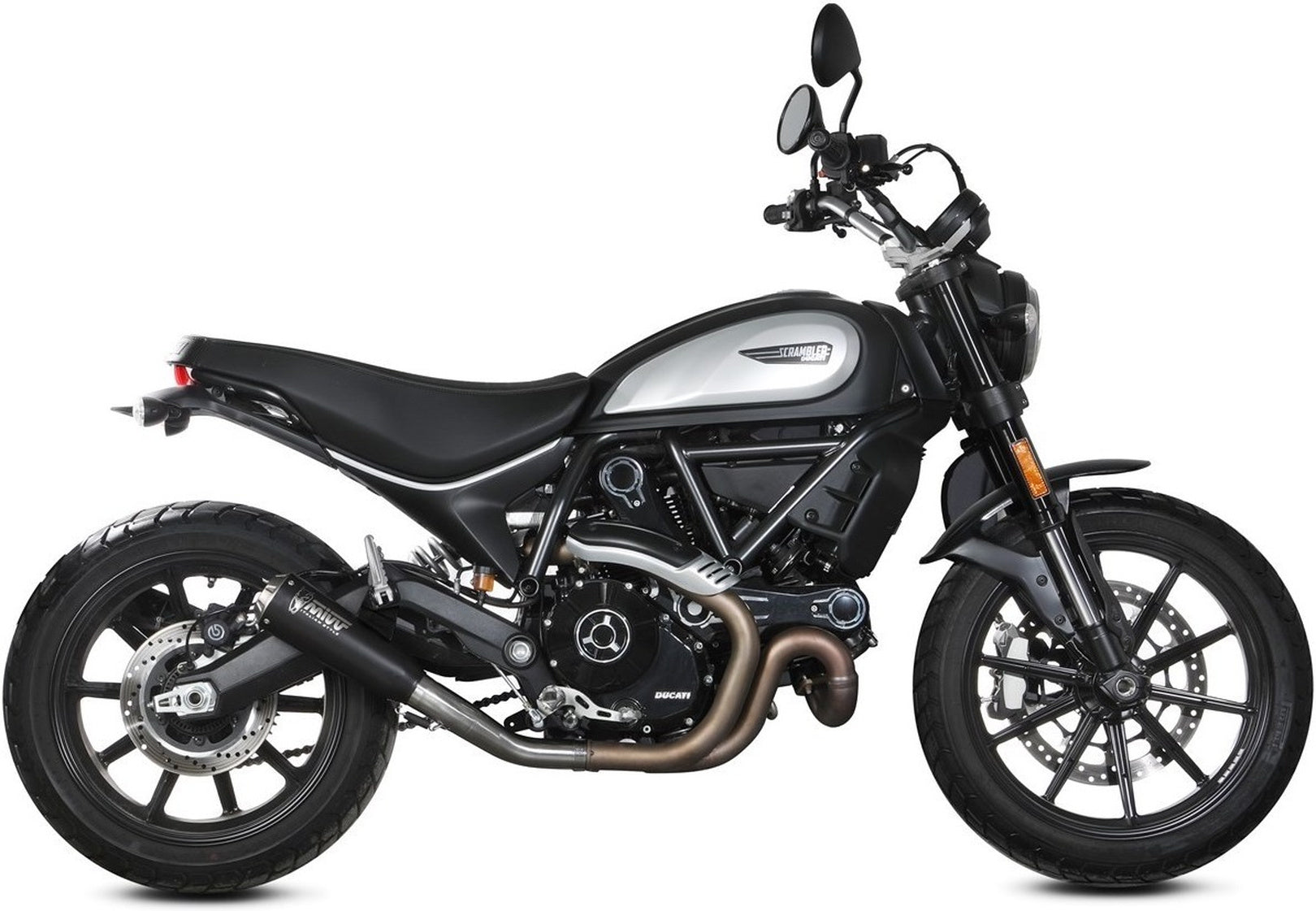 Uncatalysed Exhaust System Without Sound Certification X-M1 Steel Black - Mivv Compatible With Ducati Scrambler 800 Icon (2021-2022)