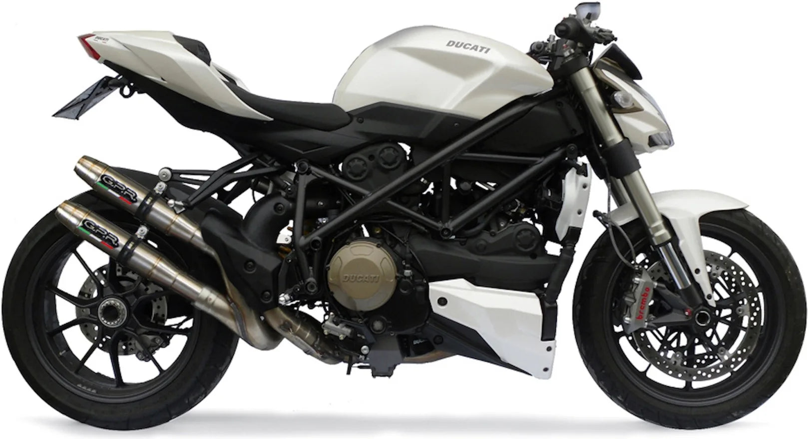 Double Sortie D'Échappement Homologuée Au Niveau Sonore Deeptone Acier - Gpr Compatible Avec Ducati Streetfighter 848 (2011-2014)