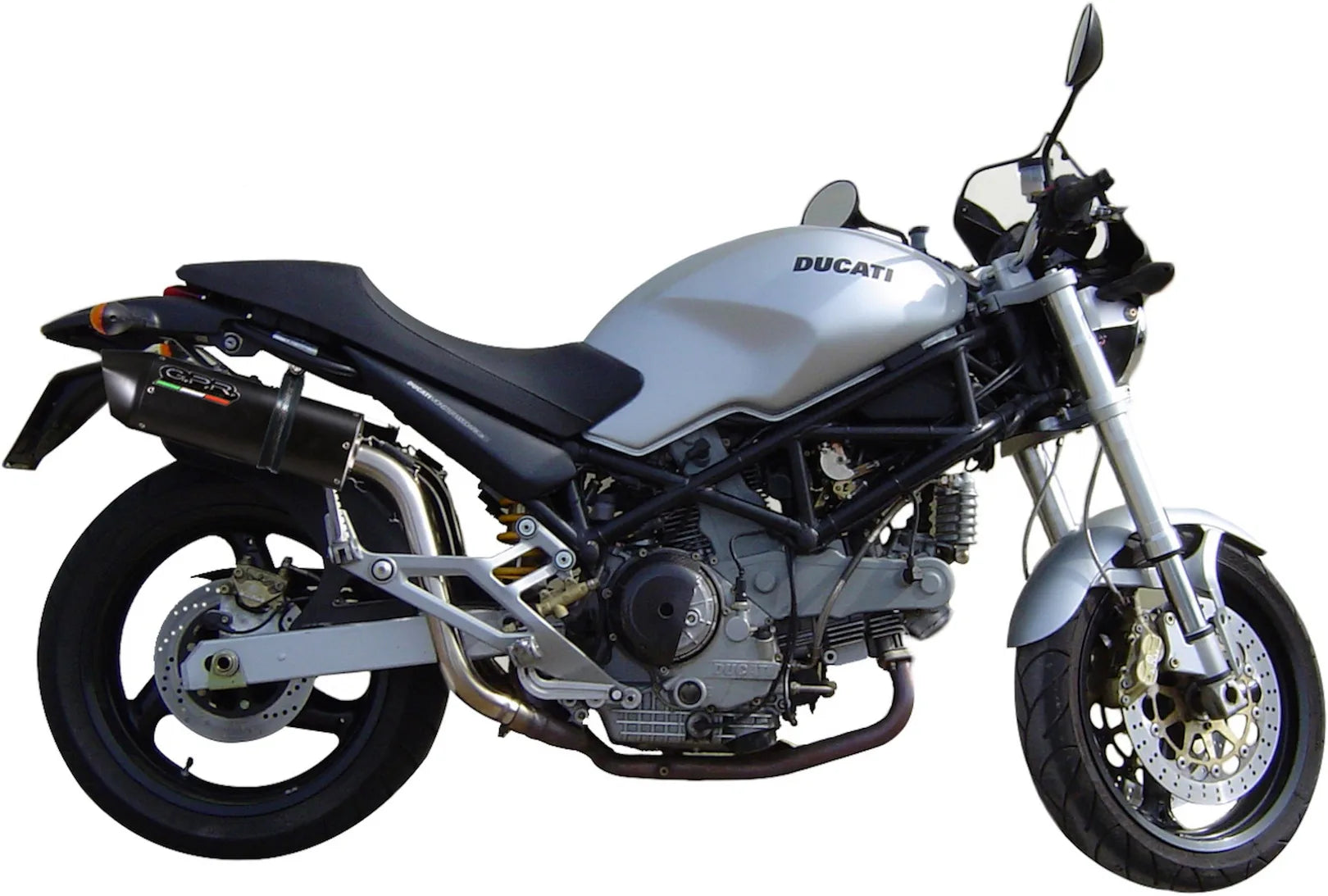 Double Sortie D'Échappement Homologuée Au Niveau Sonore Furore Aluminium Noir - Gpr Compatible Avec Ducati Monster 400 - 600 - 750 - 900 (1993-2000)
