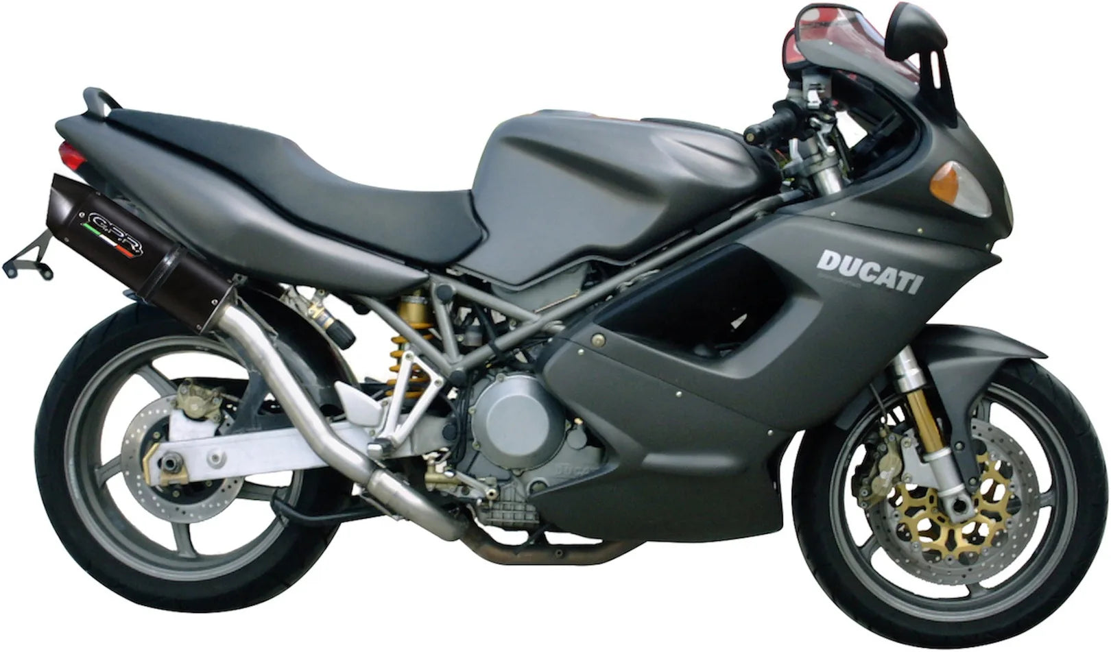Double Sortie D'Échappement Homologuée Au Niveau Sonore Furore Aluminium Noir - Gpr Compatible Avec Ducati St4 - S (1999-2005)