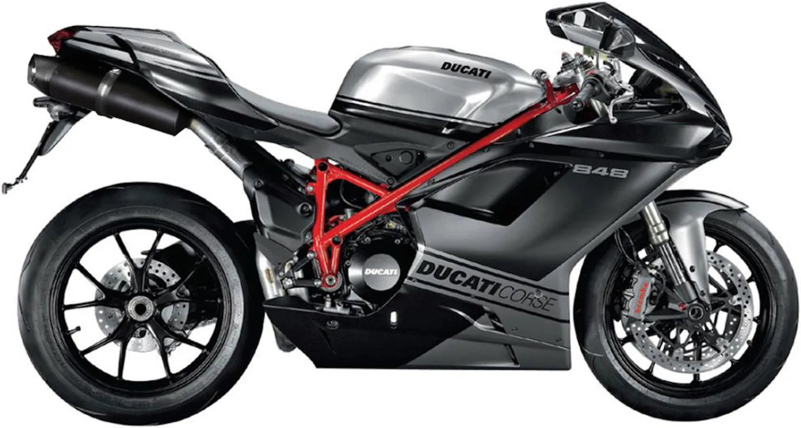 Double Sortie D'Échappement Avec Catalyseur Et Homologation Acoustique Furore Aluminium Noir - Gpr Compatible Avec Ducati 848 (2007-2013)