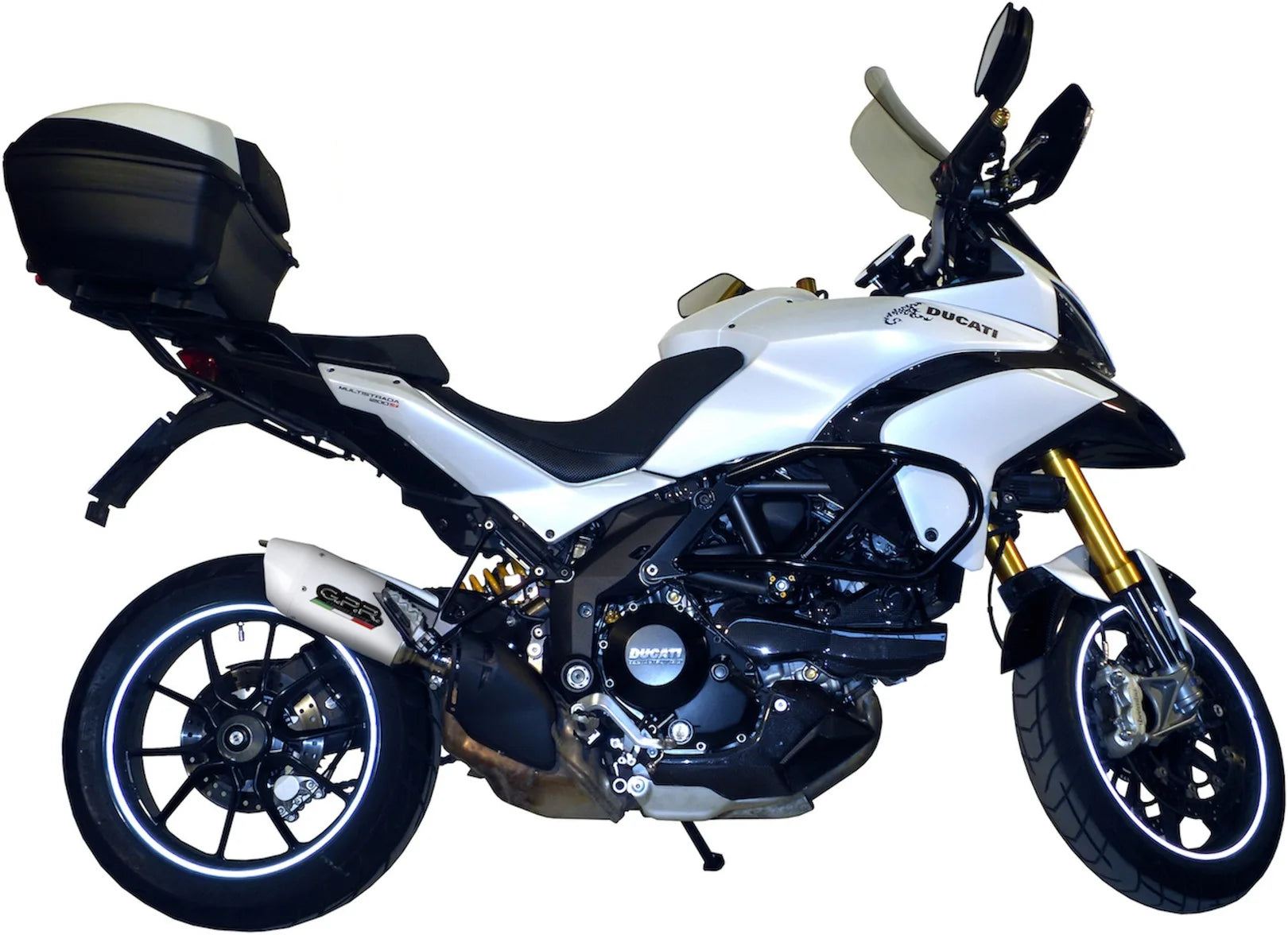 Système D'Échappement Catalytique Avec Homologation Acoustique Albus Ceramic Aluminium Blanc - Gpr Compatible Avec Ducati Multistrada 1200 (2010-2014)