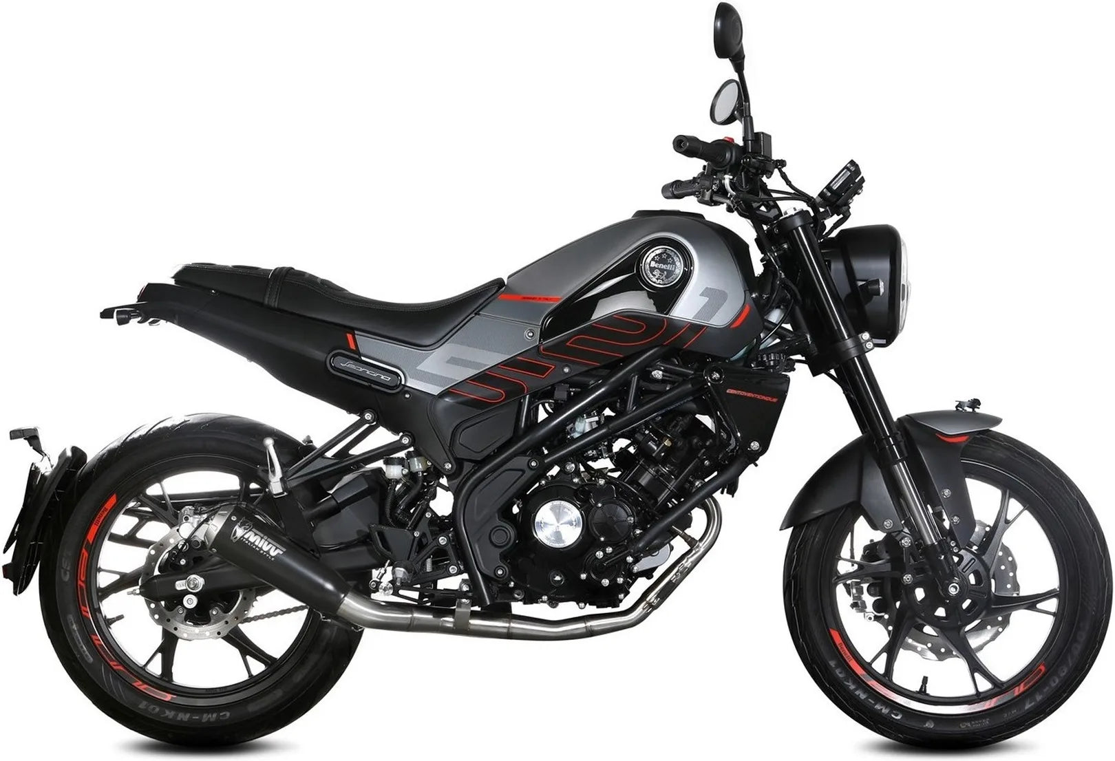 Système D'Échappement Complet Avec Catalyseur Et Homologation Acoustique X-M1 Acier Noir - Mivv Compatible Avec Benelli Leoncino 125 (2022-2024)