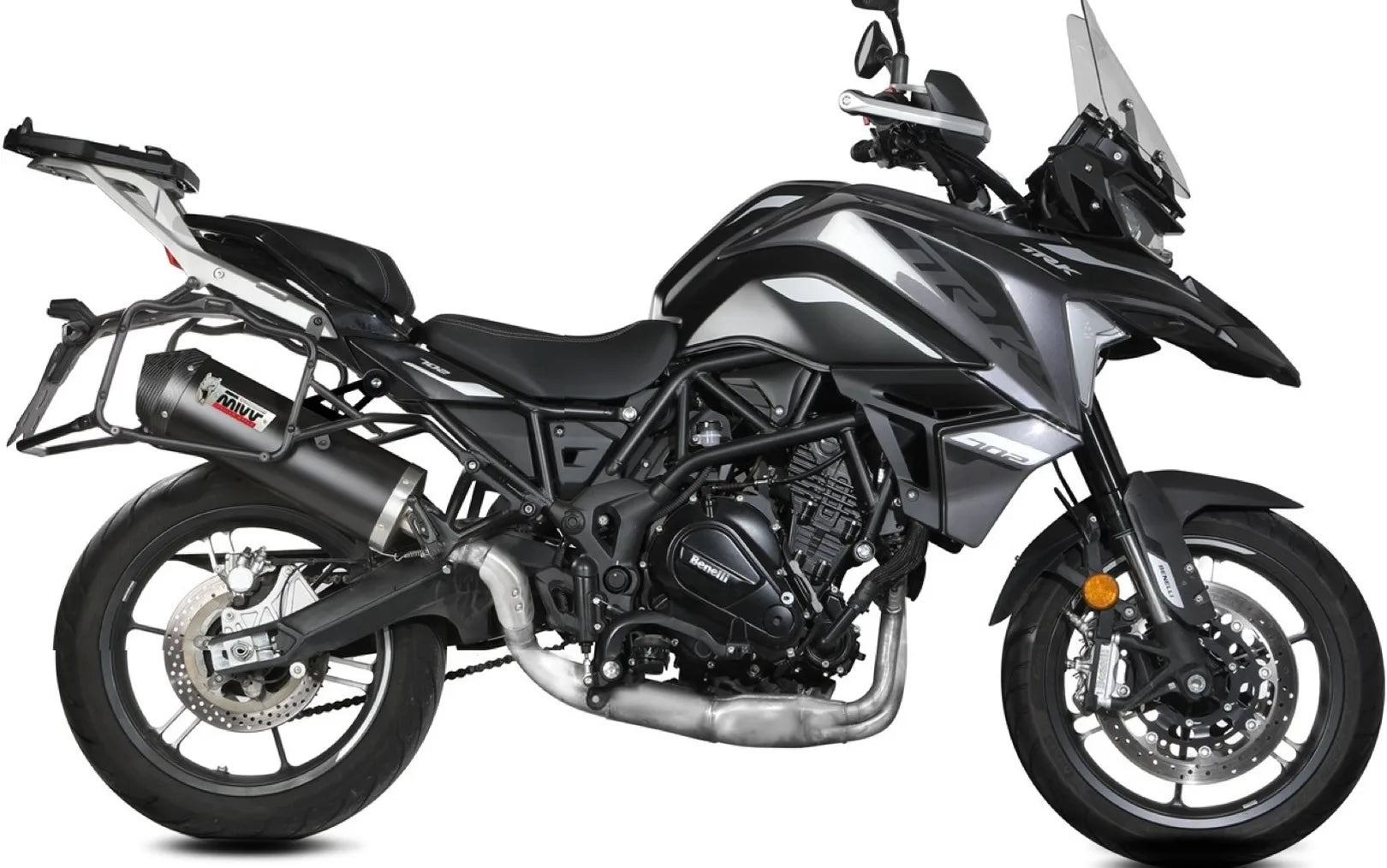 Système D'Échappement Homologué Au Niveau Sonore Oval Acier Noir Carbon - Mivv Compatible Avec Benelli Trk 702 - X (2023-2024)