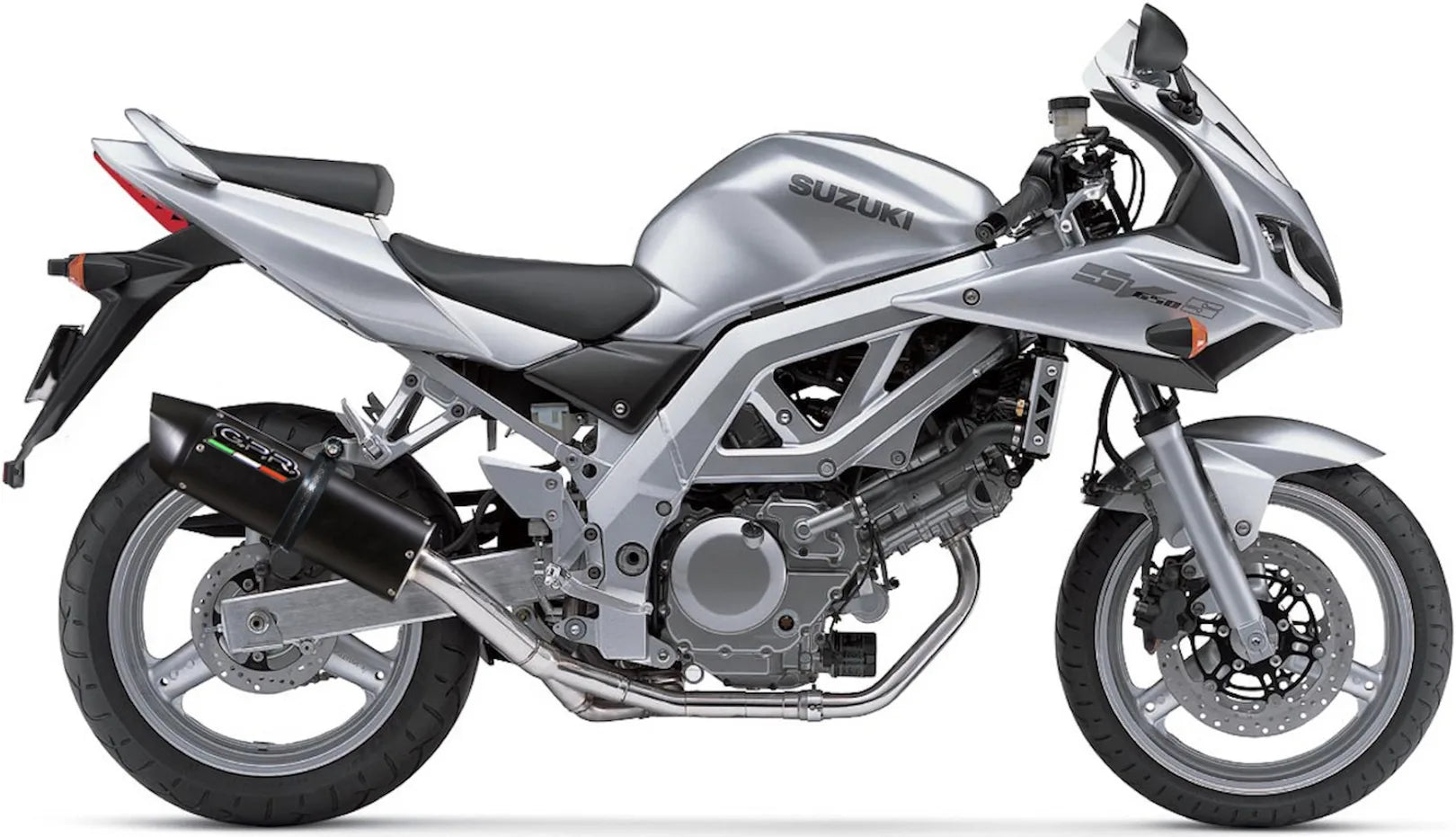 Système D'Échappement Catalytique Avec Homologation Acoustique Furore Aluminium Noir - Gpr Compatible Avec Suzuki Sv 650 - S (2003-2010)