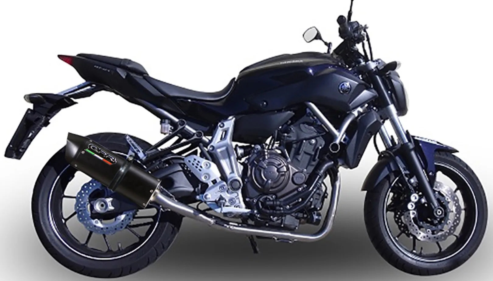 Système D'Échappement Complet Avec Catalyseur Et Homologation Acoustique Furore Aluminium Noir - Gpr Compatible Avec Yamaha Mt-07 (2014-2016)