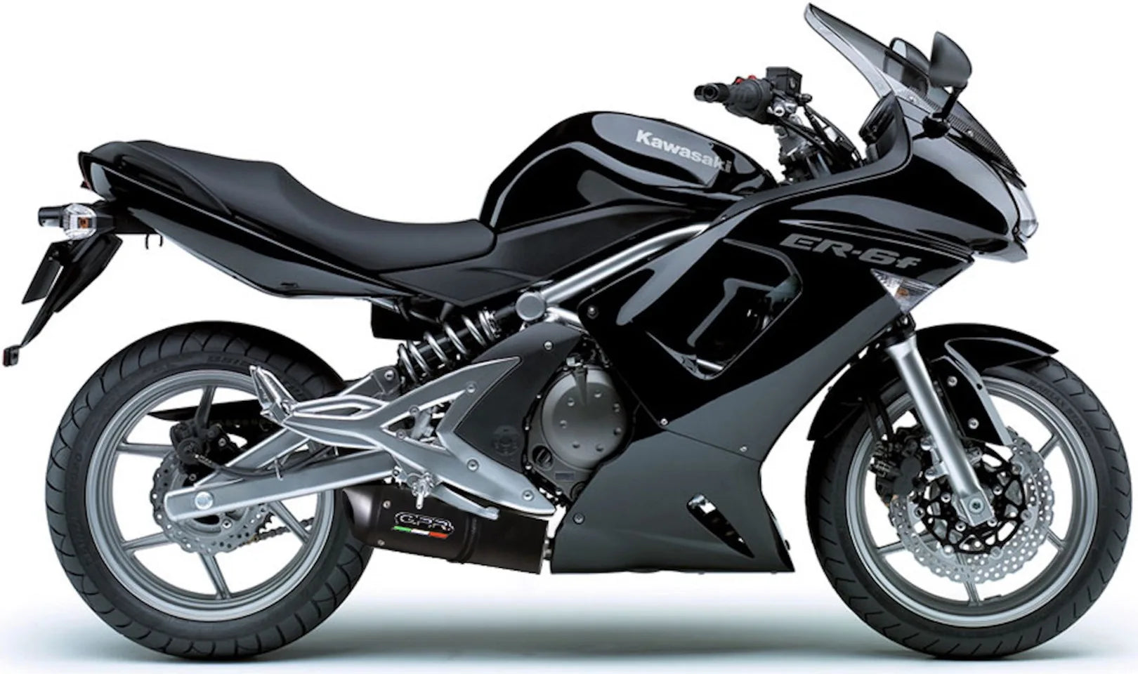 Système D'Échappement Complet Avec Catalyseur Et Homologation Acoustique Furore Aluminium Noir - Gpr Compatible Avec Kawasaki Er-6 N (2012-2016)