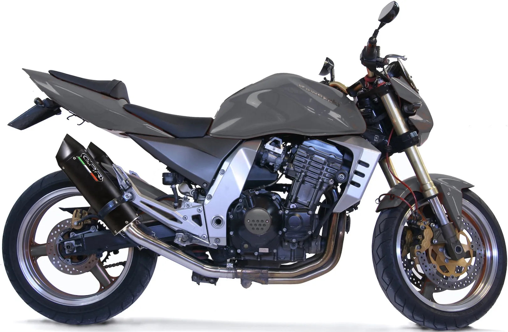 Double Sortie D'Échappement Avec Catalyseur Et Homologation Acoustique Furore Aluminium Noir - Gpr Compatible Avec Kawasaki Z 1000 (2003-2006)