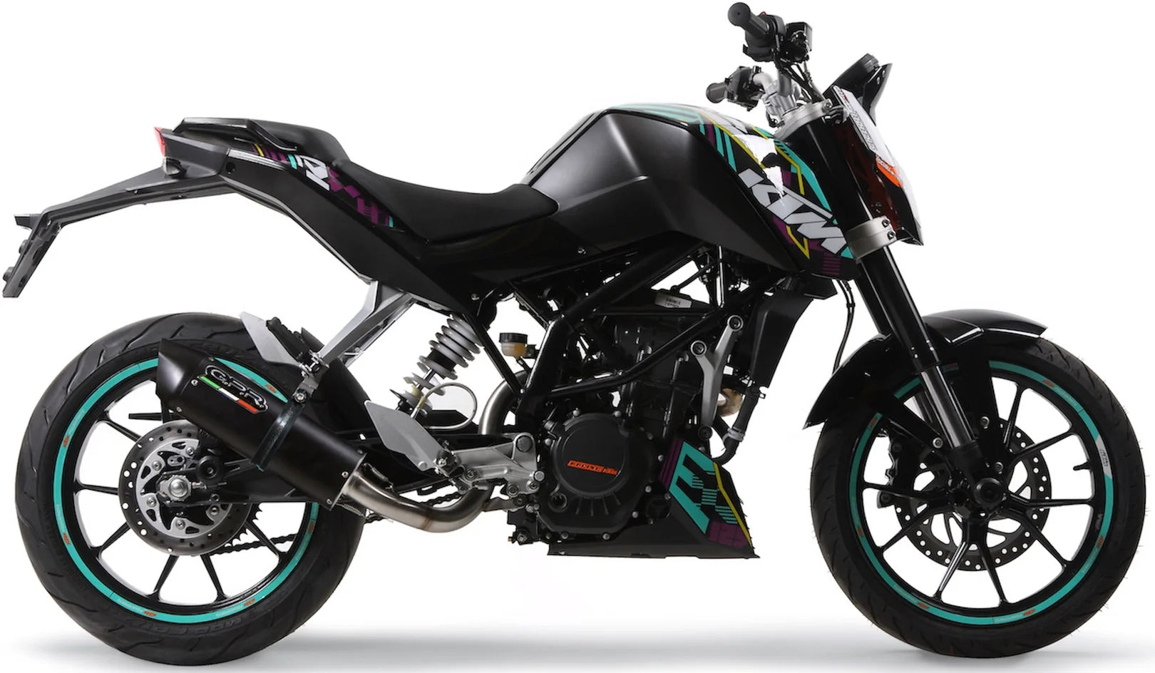 Système D'Échappement Catalytique Avec Homologation Acoustique Furore Aluminium Noir - Gpr Compatible Avec Ktm 200 Duke (2012-2016)