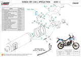 Système D'Échappement Homologué Au Niveau Sonore Dakar Acier Noir - Mivv Compatible Avec Honda Crf 1100 L Africa Twin (2020-2023)