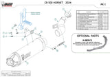 Système D'Échappement Complet Sans Catalyseur Et Homologué Au Niveau Sonore Ak-1 Acier Noir Carbon - Mivv Compatible Avec Honda Cb 500 Hornet (2024)