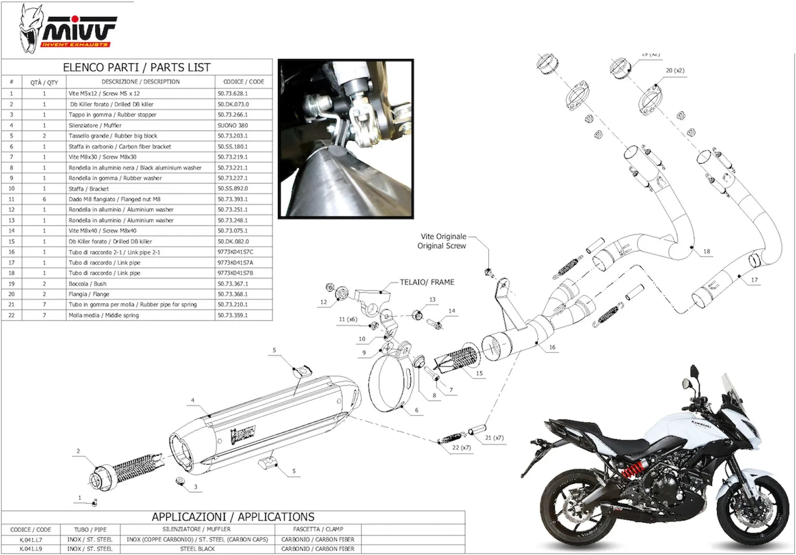 Système D'Échappement Complet Avec Catalyseur Et Homologation Acoustique Suono Acier Noir Carbon - Mivv Compatible Avec Kawasaki Versys 650 (2015-2020)
