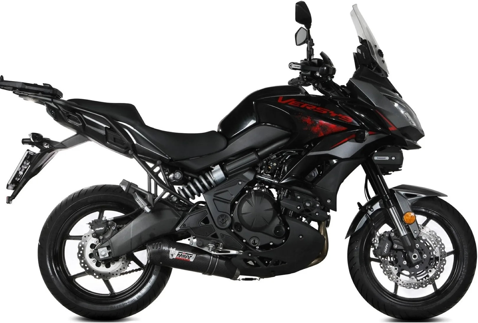 Système D'Échappement Complet Non Catalysé Et Sans Homologation Acoustique Oval Carbon Carbon - Mivv Compatible Avec Kawasaki Versys 650 (2021-2023)