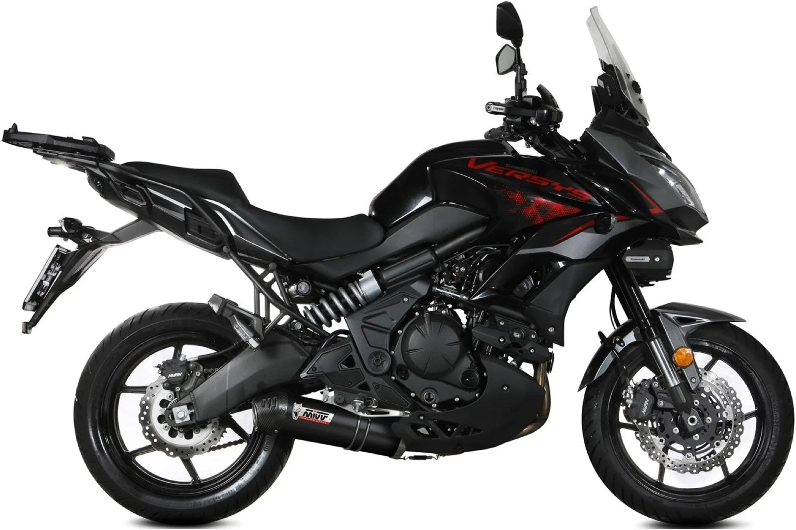 Système D'Échappement Complet Avec Catalyseur Et Homologation Acoustique Oval Acier Noir Carbon - Mivv Compatible Avec Kawasaki Versys 650 (2021-2023)
