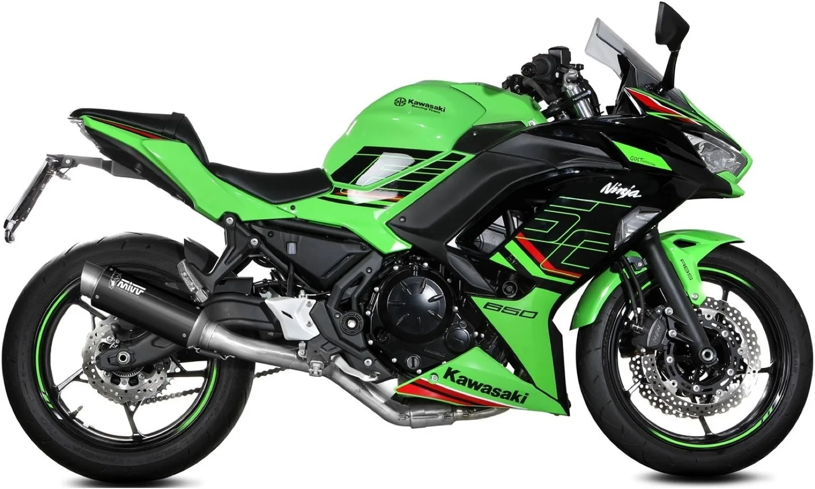 Système D'Échappement Complet Avec Catalyseur Et Homologation Acoustique Gppro Acier Noir Carbon - Mivv Compatible Avec Kawasaki Z 650 (2024)