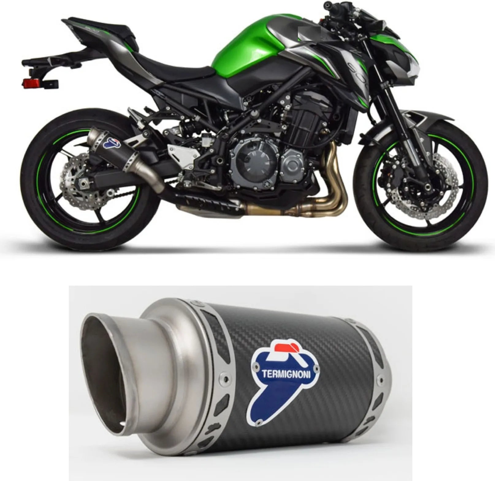 Échappement Sans Homologation Sonore Gp Carbon - Termignoni Compatible Avec Kawasaki Z 900 (2017-2020)