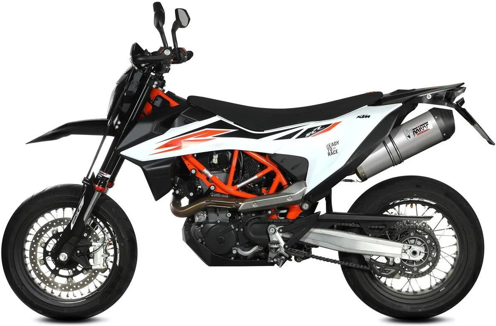 Système D'Échappement Non Catalysé Et Sans Homologation Acoustique Oval Titanium Carbon - Mivv Compatible Avec Ktm 690 Smc R (2020-2024)