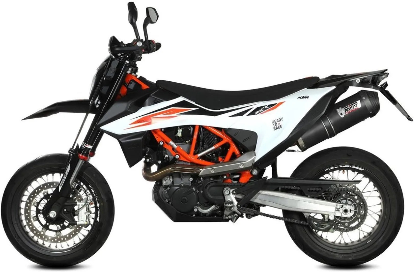 Système D'Échappement Non Catalysé Et Sans Homologation Acoustique Oval Acier Noir Carbon - Mivv Compatible Avec Ktm 690 Smc R (2020-2024)
