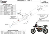Système D'Échappement Non Catalysé Et Sans Homologation Acoustique Oval Titanium Carbon - Mivv Compatible Avec Ktm 690 Smc R (2020-2024)