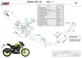 Système D'Échappement Complet Avec Catalyseur Et Homologation Acoustique Gp Acier Noir - Mivv Compatible Avec Keeway Rkf 125 (2021-2024)